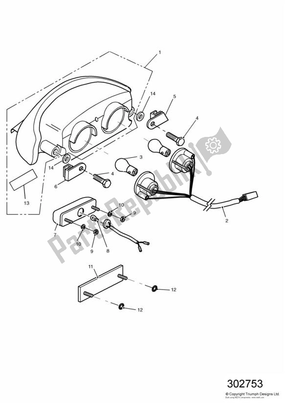 All parts for the Rear Lamps of the Triumph Speed Triple 885 / 955 EFI VIN: > 141871 1997 - 2001