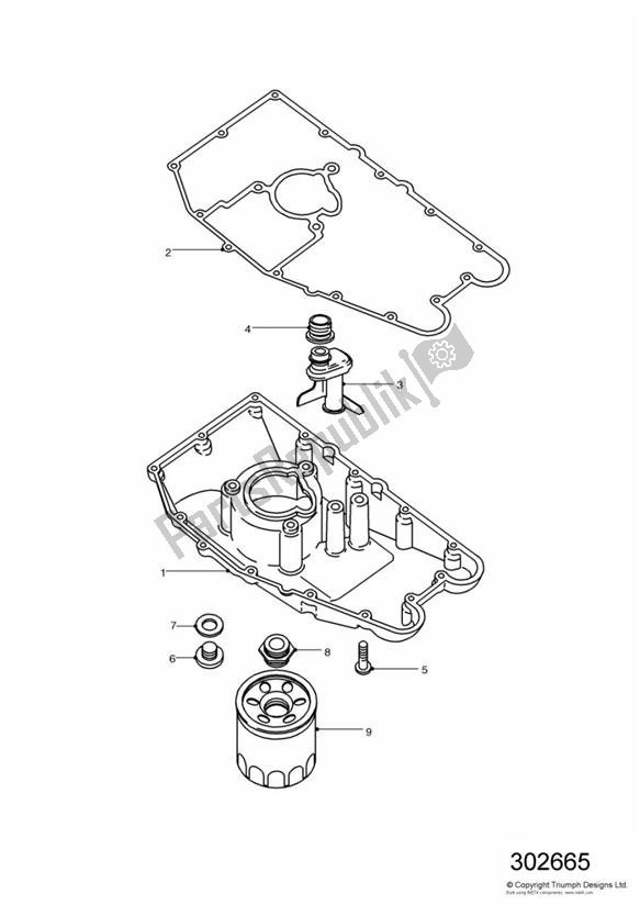 All parts for the Sump of the Triumph Speed Triple 885 / 955 EFI VIN: > 141871 1997 - 2001