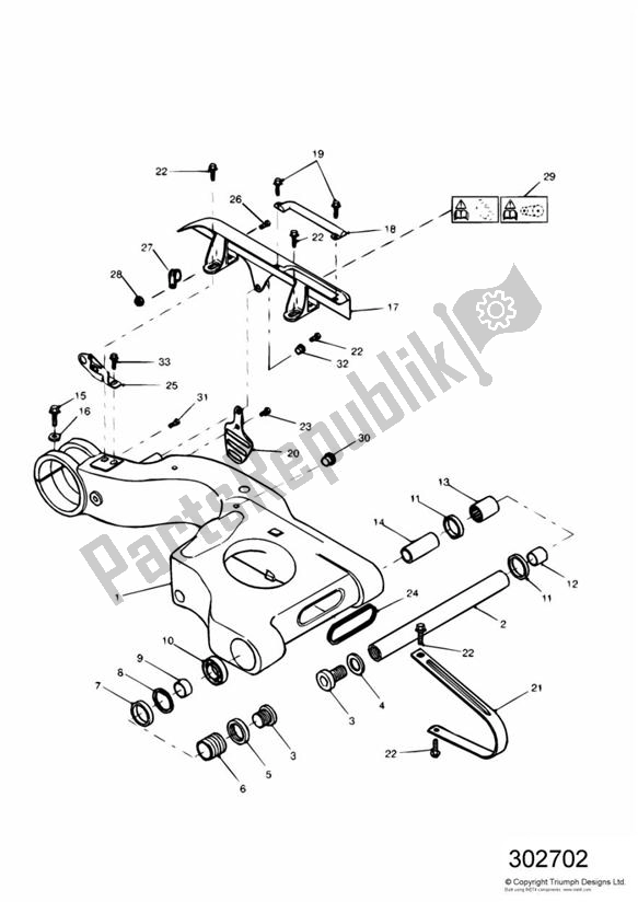 All parts for the Swinging Arm of the Triumph Speed Triple 885 / 955 EFI VIN: > 141871 1997 - 2001