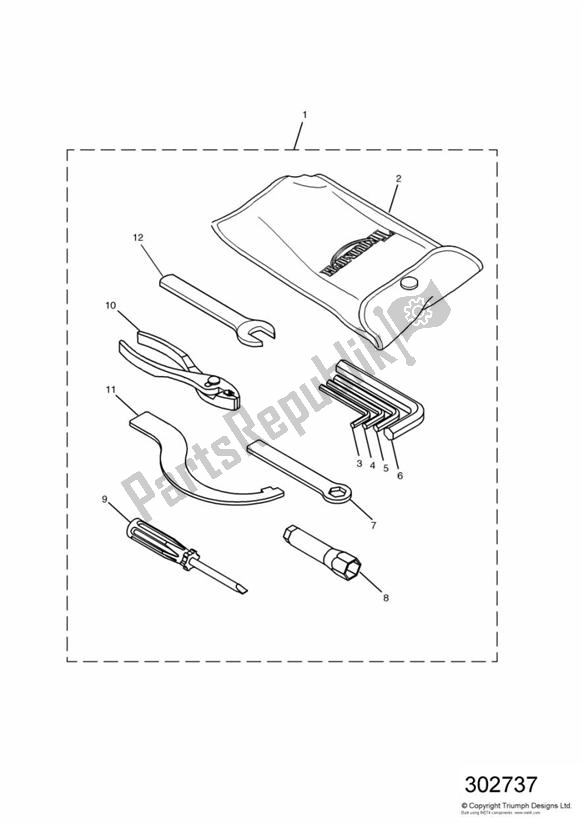 All parts for the Tool Kit of the Triumph Speed Triple 885 / 955 EFI VIN: > 141871 1997 - 2001