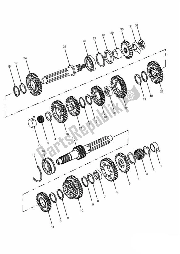 Todas las partes para Transmisión de Triumph Speed Triple 885 / 955 EFI VIN: > 141871 1997 - 2001