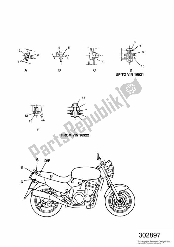 Todas las partes para Bodywork Fixings de Triumph Speed Triple Carburettor 885 1992 - 1995