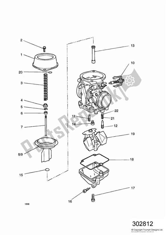 All parts for the Carburettor Parts 3 Cyl (carb Assy T1240370) of the Triumph Speed Triple Carburettor 885 1992 - 1995