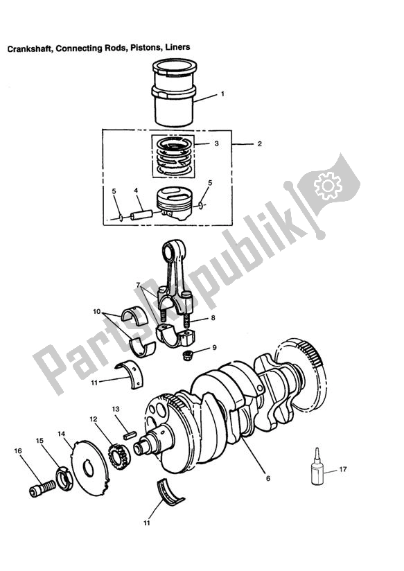 All parts for the Crankshaft/conn Rod/pistons And Liners of the Triumph Speed Triple Carburettor 885 1992 - 1995