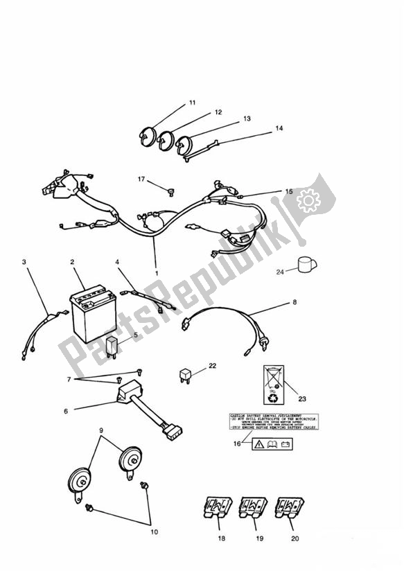 Alle onderdelen voor de Elektrische Apparatuur van de Triumph Speed Triple Carburettor 885 1992 - 1995