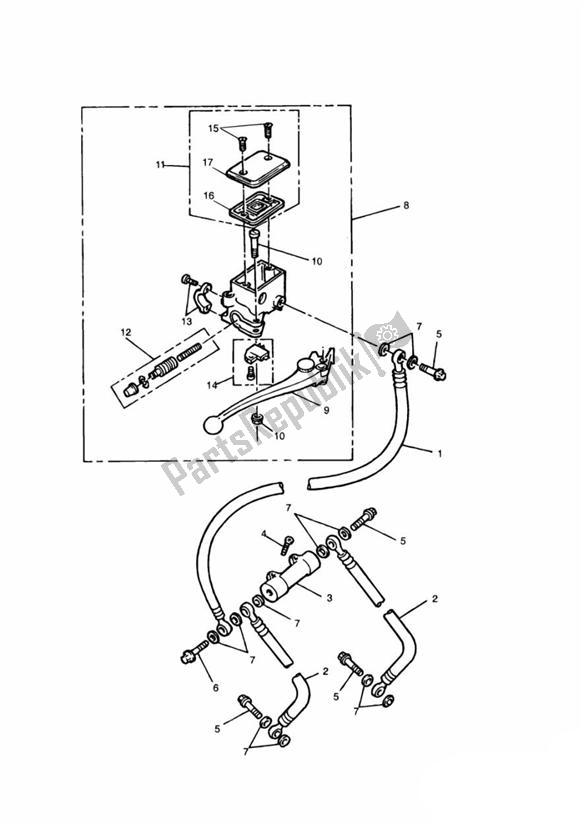 All parts for the Front Brake Master Cylinder of the Triumph Speed Triple Carburettor 885 1992 - 1995