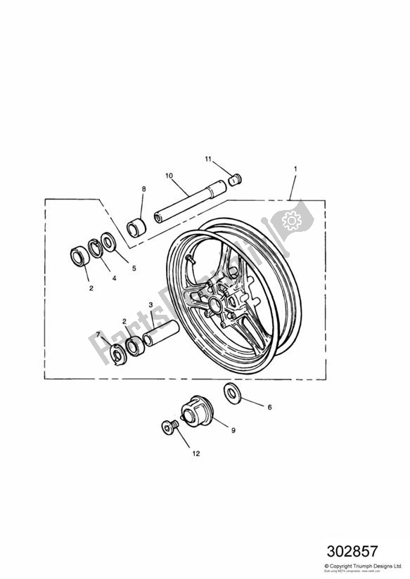 All parts for the Front Wheel 750cc Model of the Triumph Speed Triple Carburettor 885 1992 - 1995