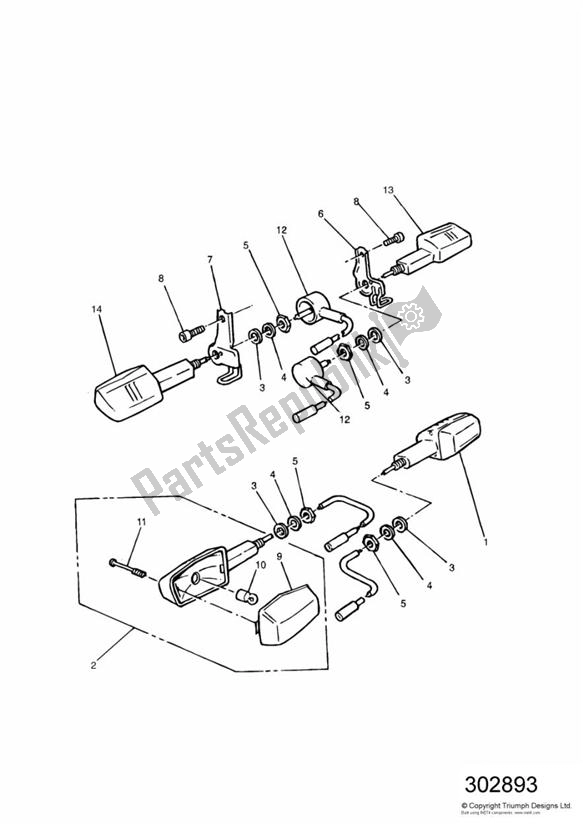 All parts for the Indicators 750cc Model of the Triumph Speed Triple Carburettor 885 1992 - 1995