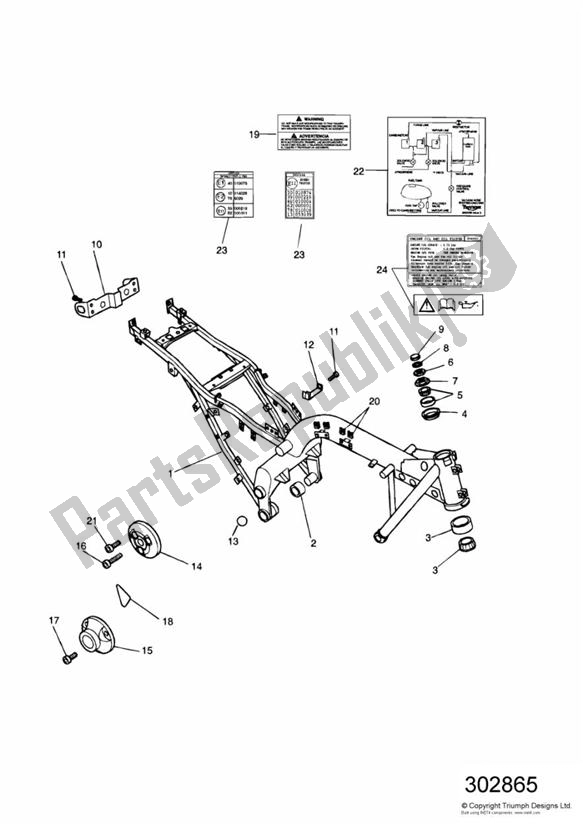All parts for the Main Frame & Fittings of the Triumph Speed Triple Carburettor 885 1992 - 1995