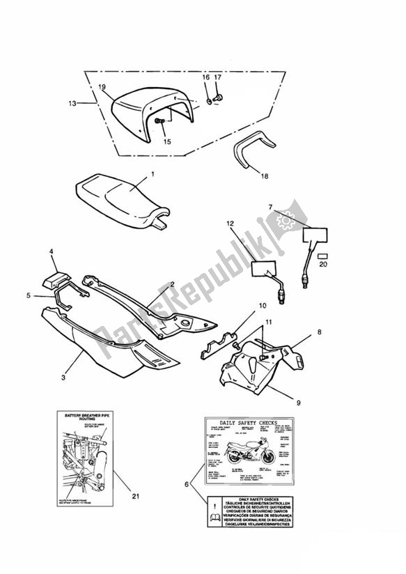 Alle onderdelen voor de Rear Bodywork van de Triumph Speed Triple Carburettor 885 1992 - 1995