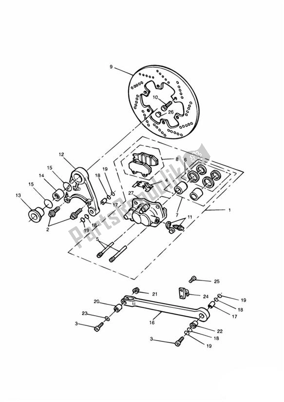 All parts for the Rear Brake Disc And Caliper of the Triumph Speed Triple Carburettor 885 1992 - 1995