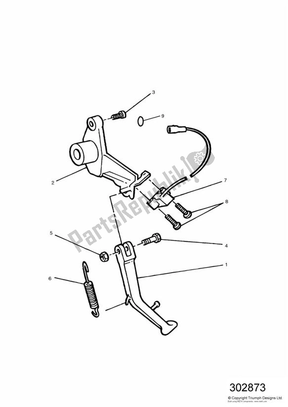 All parts for the Side Stand of the Triumph Speed Triple Carburettor 885 1992 - 1995