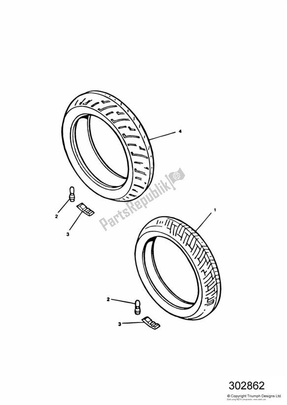 Alle onderdelen voor de Tyres/inner Tube van de Triumph Speed Triple Carburettor 885 1992 - 1995