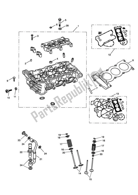 All parts for the Cylinder Head & Valves of the Triumph Speed Triple R VIN: > 735336 1050 2012 - 2016