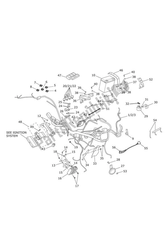 Tutte le parti per il Materiale Elettrico del Triumph Speed Triple R VIN: > 735336 1050 2012 - 2016