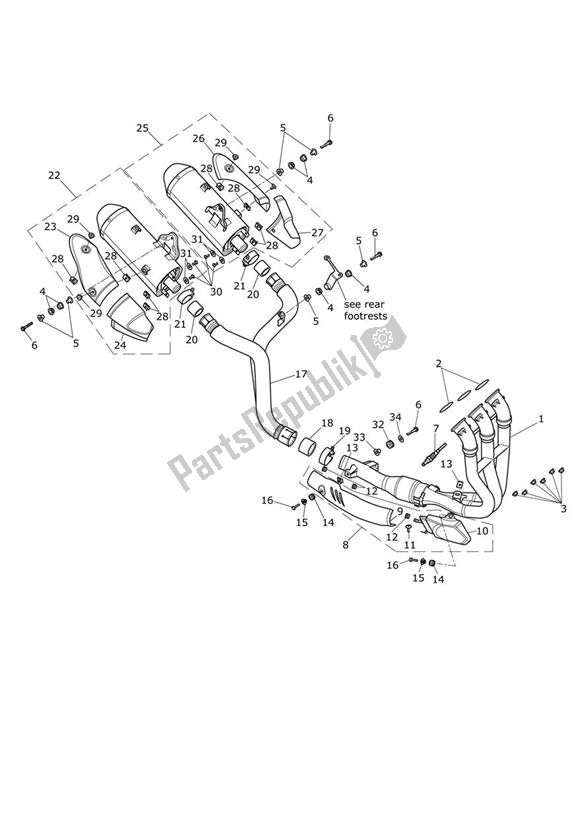 Wszystkie części do System Wydechowy Triumph Speed Triple R VIN: > 735336 1050 2012 - 2016