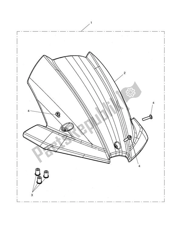 All parts for the Flyscreen Visor Kit of the Triumph Speed Triple R VIN: > 735336 1050 2012 - 2016