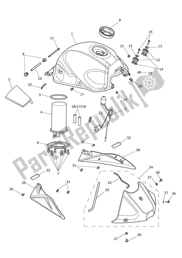 Toutes les pièces pour le Fuel Tank/fuel Pump Fittings du Triumph Speed Triple R VIN: > 735336 1050 2012 - 2016