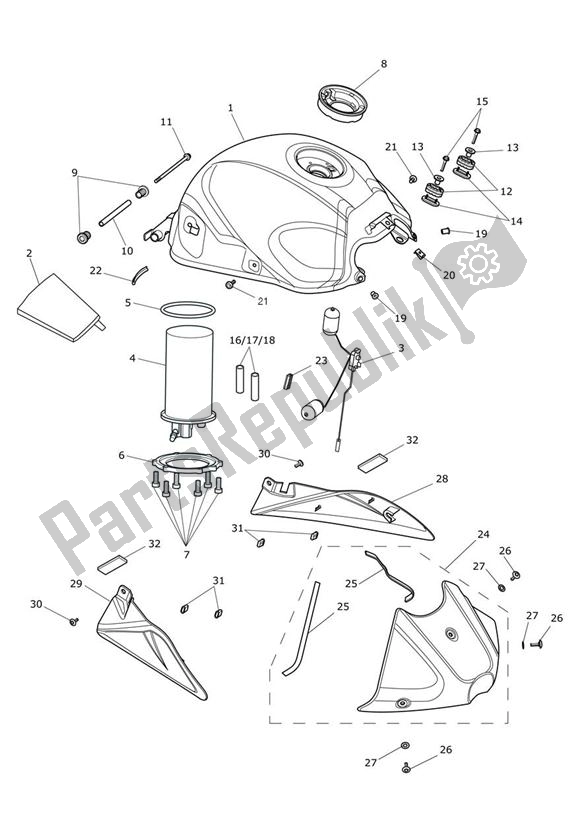 Todas las partes para Fuel Tank/fuel Pump Fittings de Triumph Speed Triple R VIN: > 735336 1050 2012 - 2016