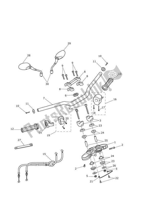 Tutte le parti per il Manubrio E Interruttori Alti del Triumph Speed Triple R VIN: > 735336 1050 2012 - 2016