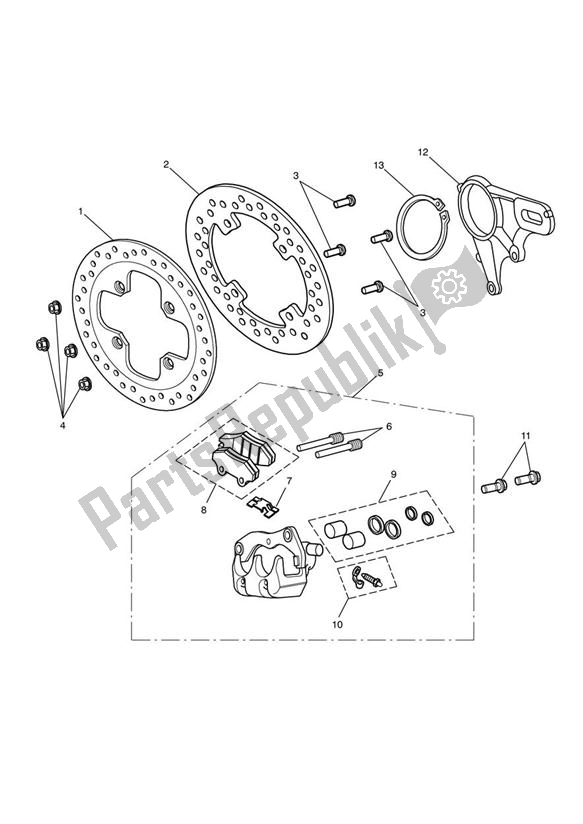 Tutte le parti per il Freno E Disco Posteriori del Triumph Speed Triple R VIN: > 735336 1050 2012 - 2016