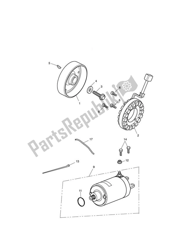 Alle onderdelen voor de Starter & Dynamo van de Triumph Speed Triple R VIN: > 735336 1050 2012 - 2016