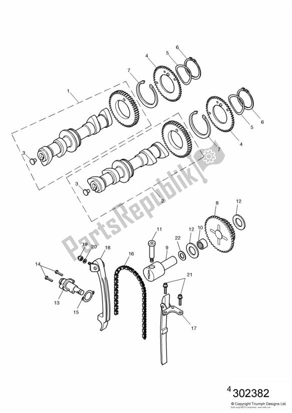 Alle onderdelen voor de Camshaft And Drives > 186920 van de Triumph Speedmaster Carburettor 790 2003 - 2007