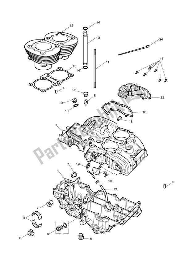Tutte le parti per il Crankcase & Fittings From Eng No 221607 del Triumph Speedmaster Carburettor 790 2003 - 2007