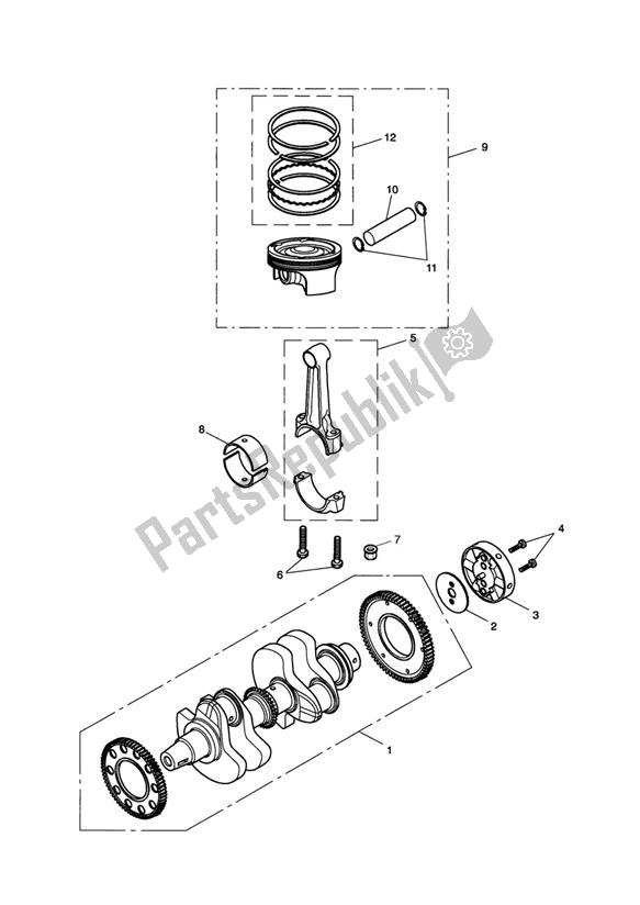 Alle onderdelen voor de Crankshaft,conn Rods & Pistons Eng No 211133 > van de Triumph Speedmaster Carburettor 790 2003 - 2007