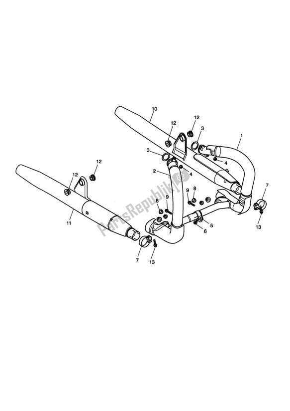 Tutte le parti per il Exhaust System >281465-f2/279278-f4 del Triumph Speedmaster Carburettor 790 2003 - 2007