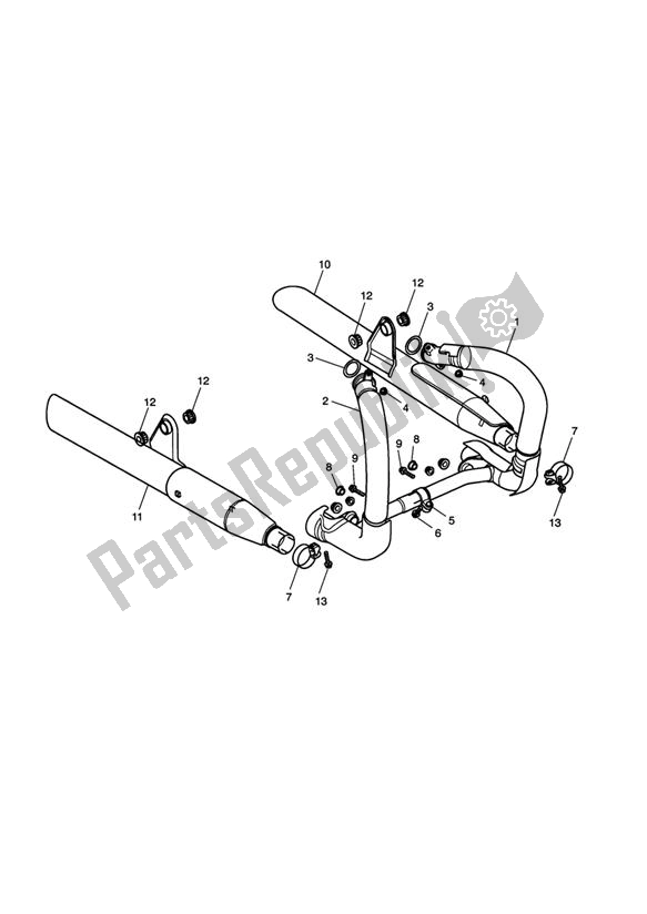 Alle onderdelen voor de Exhaust System 281466-f2/279279-f4> van de Triumph Speedmaster Carburettor 790 2003 - 2007