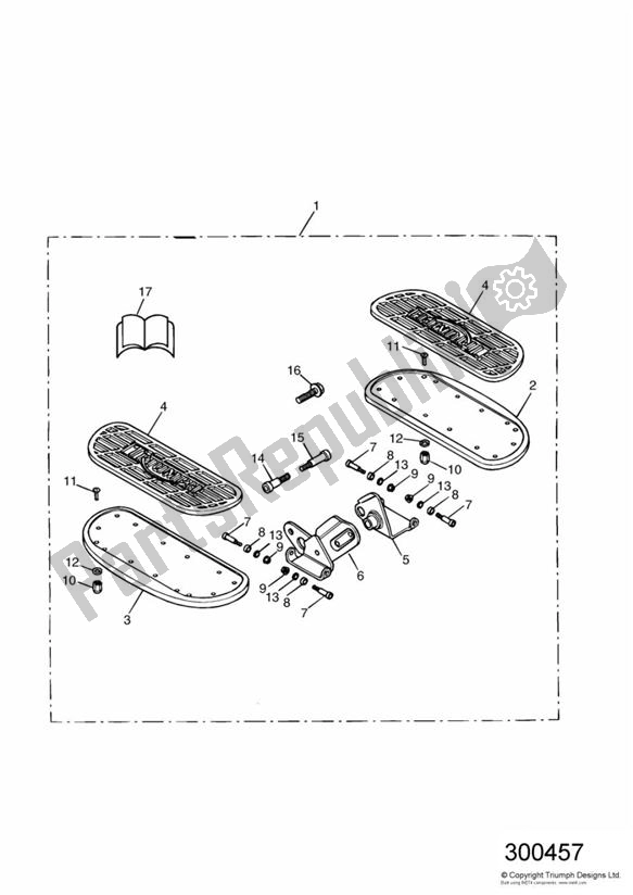 All parts for the Footboard Kit of the Triumph Speedmaster Carburettor 790 2003 - 2007