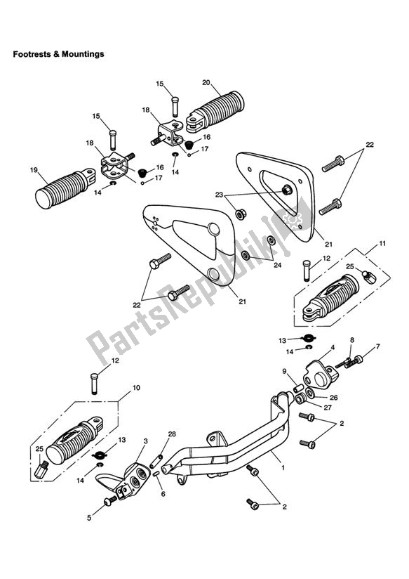 Todas as partes de Apoios Para Os Pés E Montagens do Triumph Speedmaster Carburettor 790 2003 - 2007
