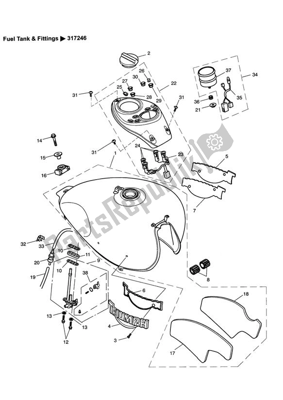 Alle onderdelen voor de Fuel Tank & Fittings > 317246 van de Triumph Speedmaster Carburettor 790 2003 - 2007