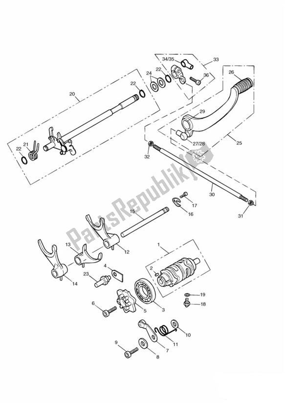 Tutte le parti per il Gear Selectors And Pedal del Triumph Speedmaster Carburettor 790 2003 - 2007