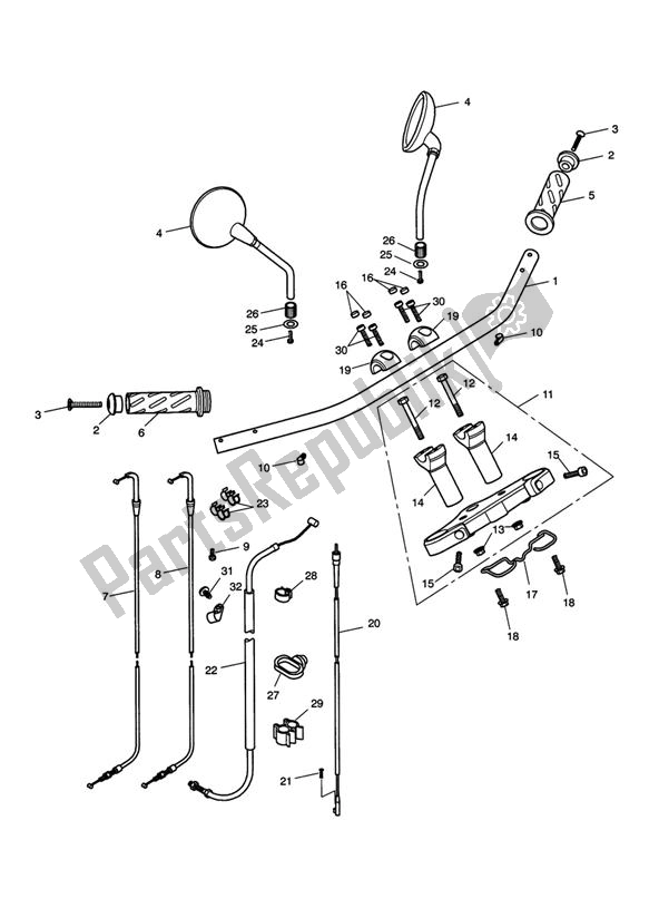 Tutte le parti per il Handlebars, Top Yoke, Cables & Mirrors del Triumph Speedmaster Carburettor 790 2003 - 2007
