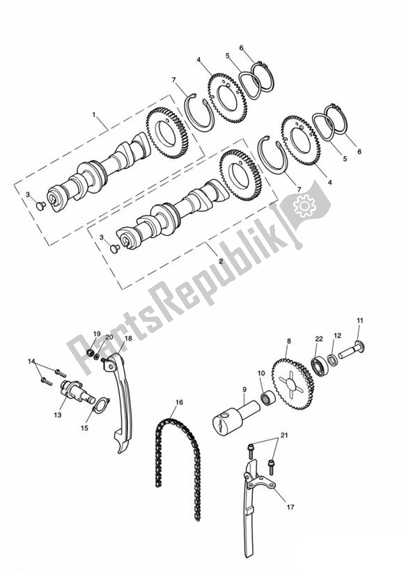 All parts for the Camshaft And Drives 186921 > of the Triumph Speedmaster Carburettor 790 2003 - 2007