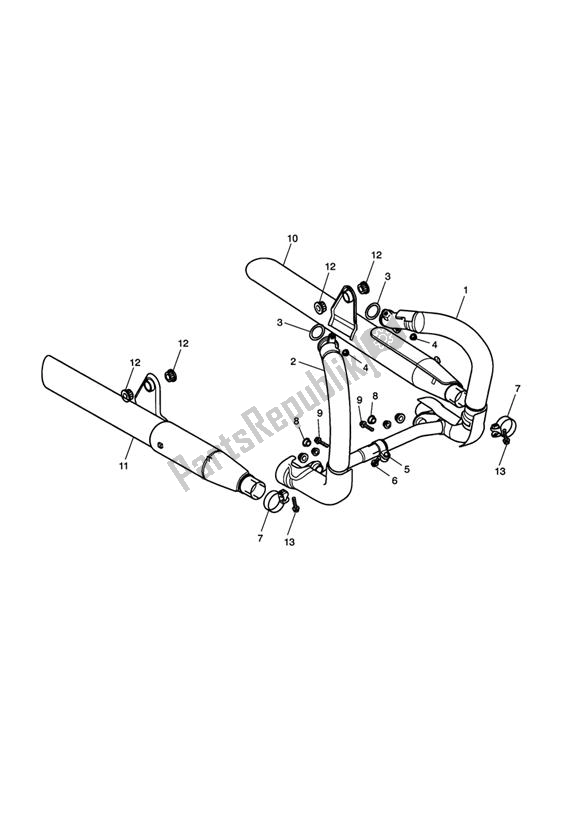 Alle onderdelen voor de Exhaust System 281466-f2/279279-f4> van de Triumph Speedmaster Carburettor 790 2003 - 2007