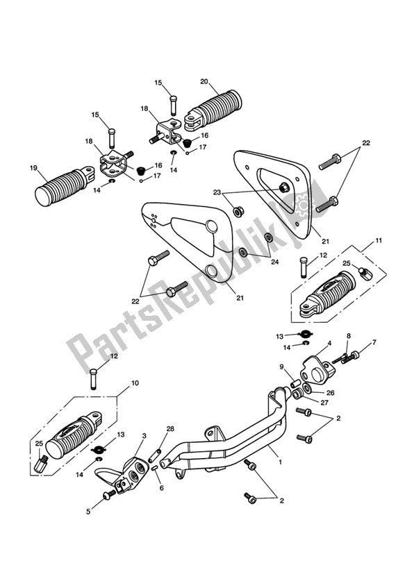 Tutte le parti per il Poggiapiedi E Supporti del Triumph Speedmaster Carburettor 790 2003 - 2007