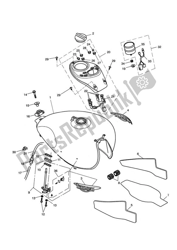 Todas las partes para Fuel Tank & Fittings 317247 > de Triumph Speedmaster Carburettor 790 2003 - 2007