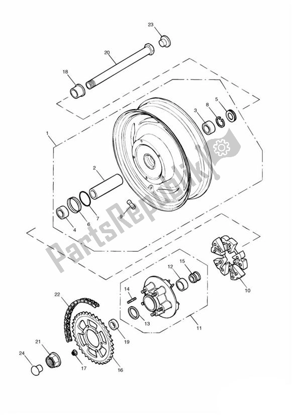 All parts for the Rear Wheel/final Drive of the Triumph Speedmaster Carburettor 790 2003 - 2007