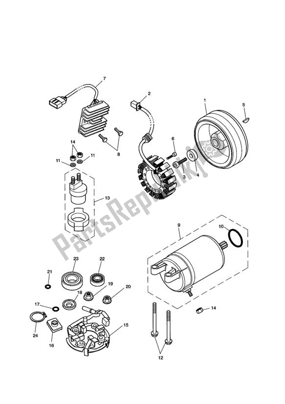 All parts for the Starter & Alternator of the Triumph Speedmaster Carburettor 790 2003 - 2007