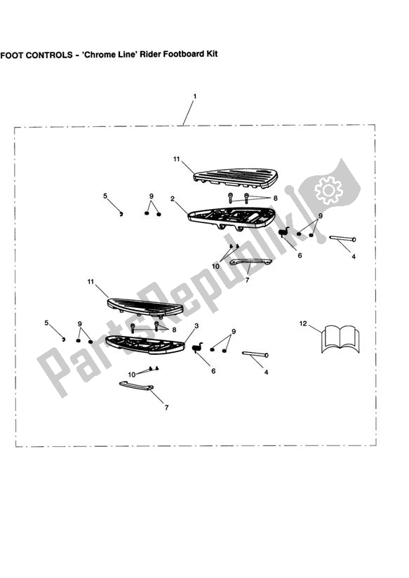 All parts for the 'chrome Line' Rider Footboard Kit of the Triumph Speedmaster EFI 865 2007 - 2014