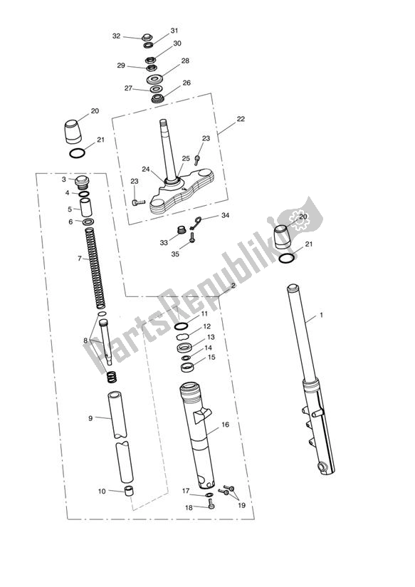 All parts for the Front Forks & Lower Yoke 469050 > of the Triumph Speedmaster EFI 865 2007 - 2014
