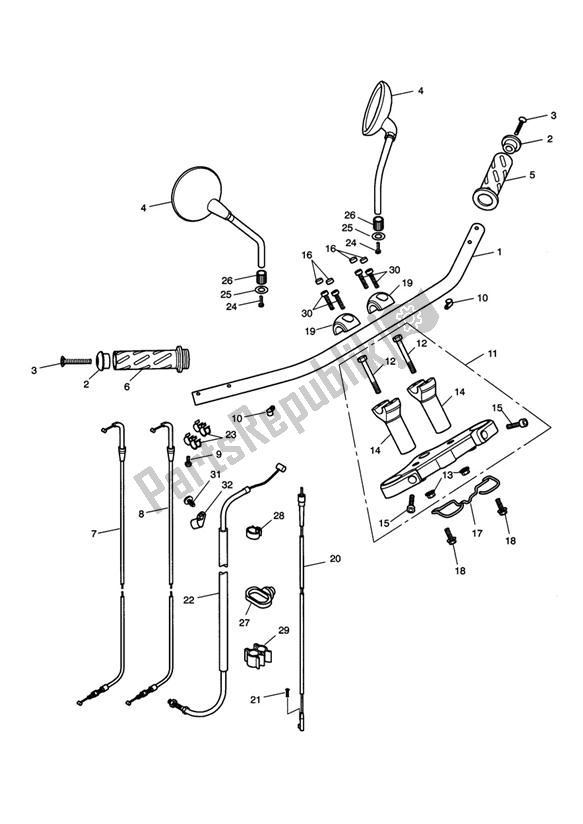 Wszystkie części do Handlebars, Top Yoke, Cables & Mirrors > 469049 Triumph Speedmaster EFI 865 2007 - 2014