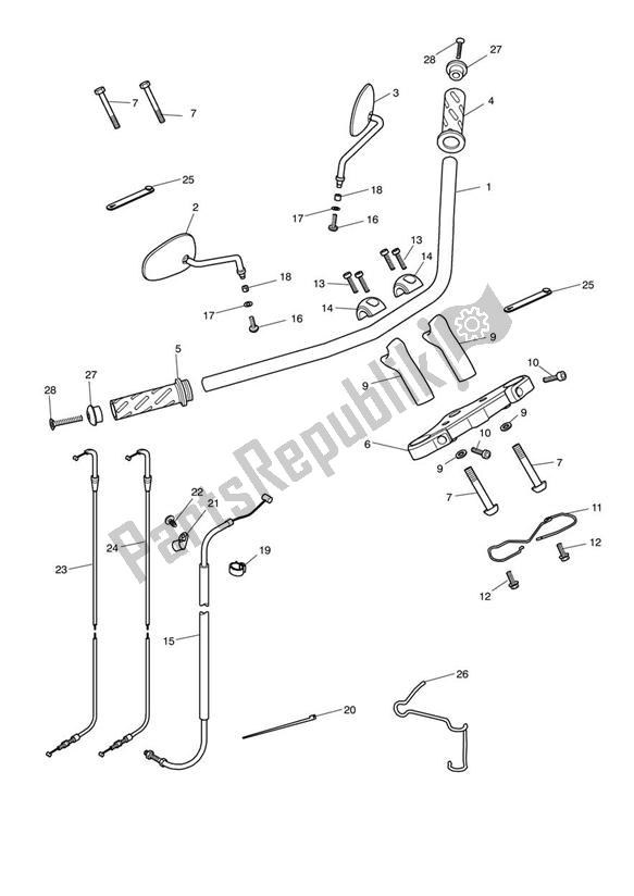 Tutte le parti per il Handlebars, Top Yoke, Cables & Mirrors 469050 > del Triumph Speedmaster EFI 865 2007 - 2014