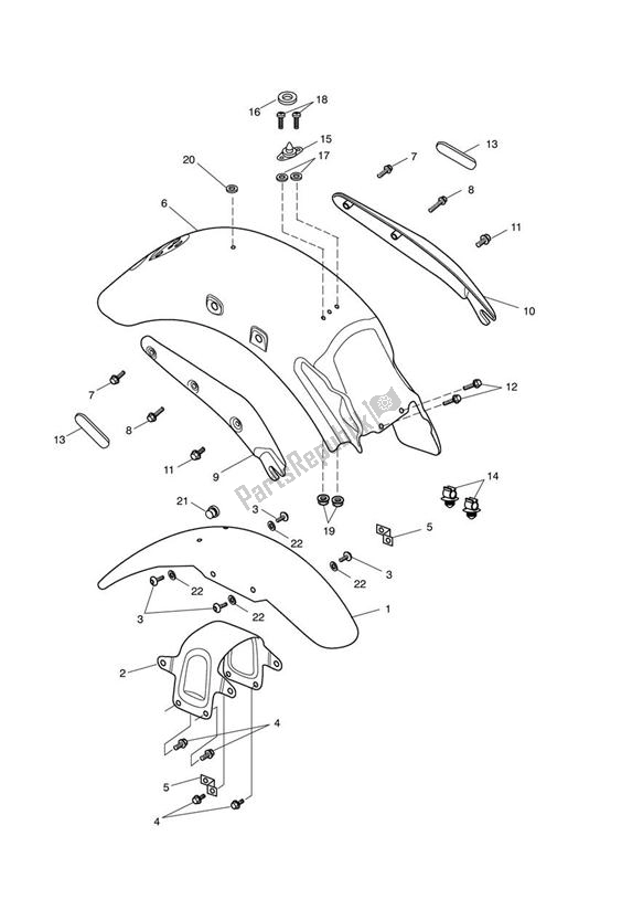 All parts for the Mudguards of the Triumph Speedmaster EFI 865 2007 - 2014