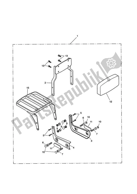 Tutte le parti per il Passenger Backrest Std + Luggage Rack Kit del Triumph Speedmaster EFI 865 2007 - 2014