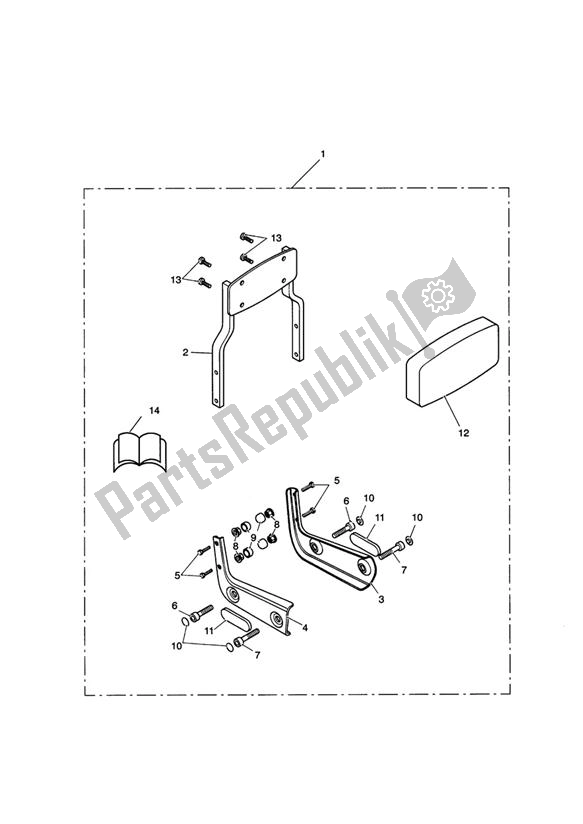 All parts for the Passenger Backrest Std Kit of the Triumph Speedmaster EFI 865 2007 - 2014