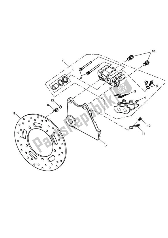 All parts for the Rear Brake Caliper & Disc of the Triumph Speedmaster EFI 865 2007 - 2014